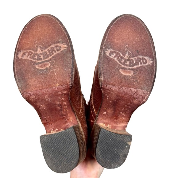 Freebird Grany Lace Up Leather Granny Tall Boots in Wine - Picture 12 of 14